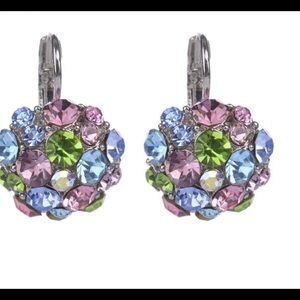 Vintage Peridot, Aquamarine, Sapphire Earrings